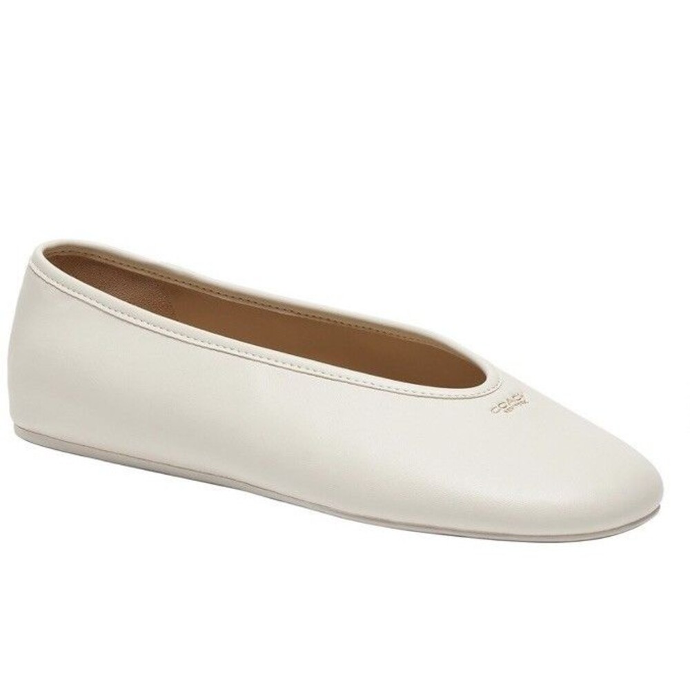 Women's COACH Houston Leather Ballet Flats Chalk Size 7 White - Picture 3 of 4